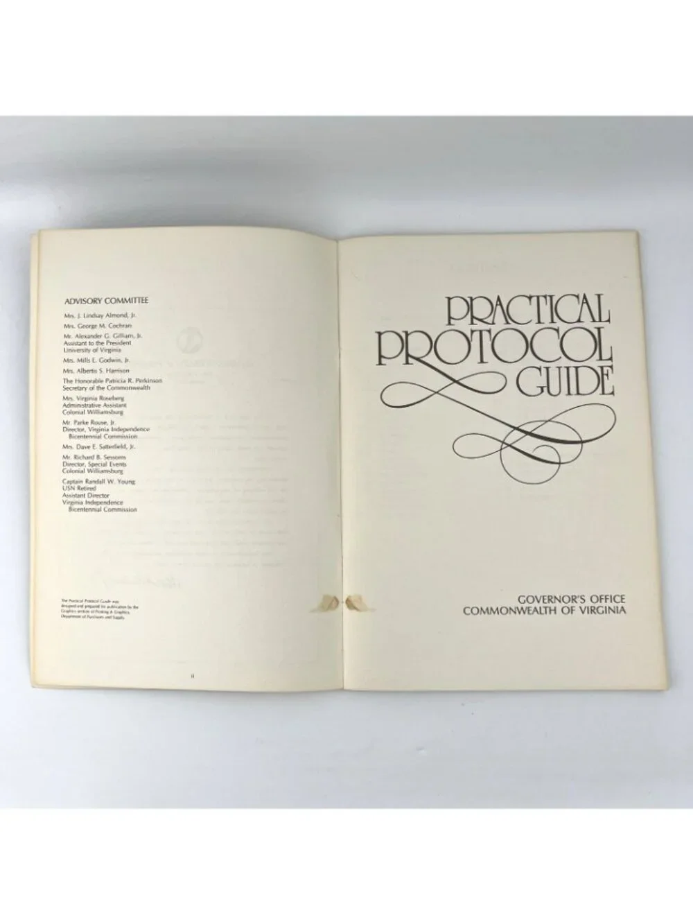 1977 Virginia State Practical Protocol Guide Governor Mills E Godwin Booklet